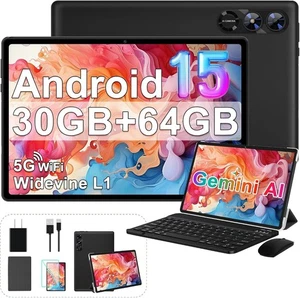2025 Tablet 10 Inch Android 15 Tablets with Keyboard 30GB RAM 64GB ROM,Octa-Core - Picture 1 of 7