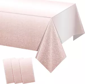 3 Pack Ombre Rose Gold Plastic Tablecloth for Parties, Gradient Pastel Rose Gold - Picture 1 of 7