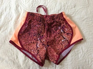 Nike Dri Fit Girl's Youth Running Shorts Size Small Burgundy Orange Lined - Picture 1 of 10