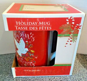 Holiday Coffee Mug With Season's Greeting And A Dove Will Hold 12 fl oz New - Picture 1 of 8