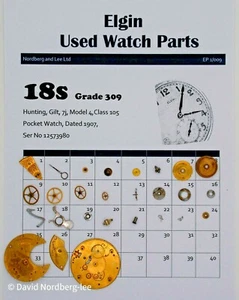 Piezas de reloj usado Elgin 18/18s grado 309 modelo 4 clase 105 ser no 12573980 - Imagen 1 de 1