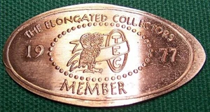 LPE-179: Vintage Elongated cent: TEC MEMBER 1977 - TEC MEMBERSHIP ELONGATED COIN - Picture 1 of 3