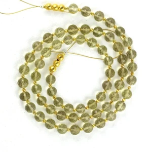 Natural Lemon Round Shape Faceted Size 7 MM Approx 21 Inch Long Strand Beads - Picture 1 of 5