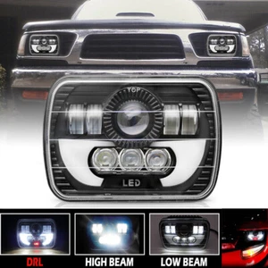 H4 blub 5x7'' 7x6'' LED Headlight Hi-Lo Beam Red Halo DRL For h6054 H6051 XJ YJ - Bild 1 von 11