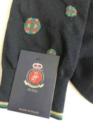 Calcetines de vestir italianos punto para hombre azul marino 10-13 estampados algodón egipcio lunares Foto 1 de 4
