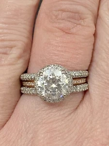 SIMON G 18k White Rose Gold .75ct Diamond & Pink Diamond Semi-Mount Ring MR1451 - Picture 1 of 6