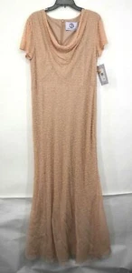 JS Collections Cowl Neck Short Sleeves Back-zip Beaded Mesh Party Bridal Gown 14 - Picture 1 of 9