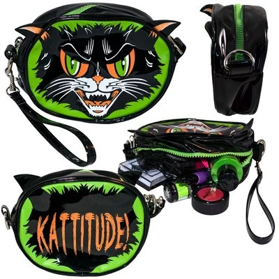 Kreepsville 666 Damas Niñas Kattitude Mini Bolso sin asas Maquillaje Cartera Bolsos Cremallera Horror Foto 1 de 2