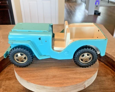 Vintage Tonka Jeep 1:16 Scale Blue Aqua Pressed Steel 1960's - Image 1 of 4