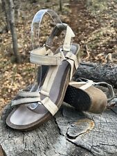Teva Ysidro Ankle Strap Sandals Beige Hook Loop Leather Platform Wedges Size 9