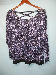 Neu mit Etikett Gaiam Damen schwarz und lila Cross Bar Rücken Yoga Shirt/Top - Bild 1 von 5