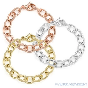 Brazalete de cadena de moda de plata esterlina sólida con eslabones de cable para mujer 925 Italia - Imagen 1 de 4