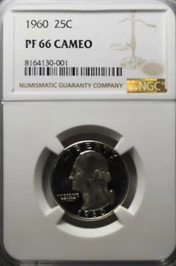 Cuarto de dólar de plata 1960 25c Washington Proof NGC PF66 camafeo - Imagen 1 de 2