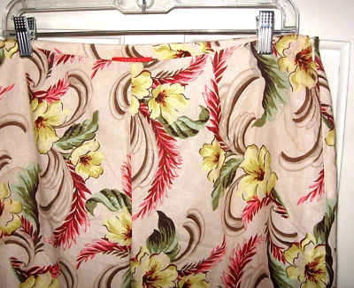 PANTALONES DE LINO OSCAR DE LA RENTA TALLA 14P BEIGE ESTAMPADO TROPICAL TOTALMENTE FORRADOS CREMALLERA LATERAL Foto 1 de 4