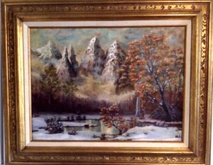 OIL on Canvas Painting Sierra Mountain Valley Landscape Vintage Signed & Framed - Picture 1 of 14
