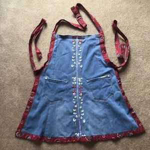 Denim Apron Embroidered with Red print trim NYGARD great Gift! - Picture 1 of 4