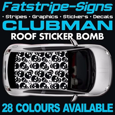 da montare MINI CLUBMAN STRISCE GRAFICHE DECALCOMANIE ADESIVI TURBO R55 F54 1.6 CLUBVAN - Immagine 1 di 2