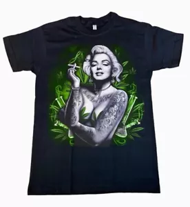 Mens L Shirt 420 MARILYN MONROE TATTOO Smoke Cannabis American Apparel New - Picture 1 of 2