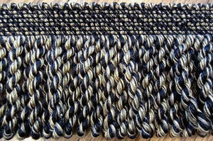 Neutral Tan Black 2 1/3 Yards Bullion Fringe Upholstery Lamp Curtaintrim B-11 - Picture 1 of 2