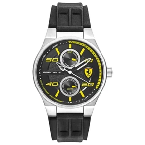 Ferrari Speciale Day Date Black/Yellow Dial Black Rubber Strap Scuderia Watch - Picture 1 of 6