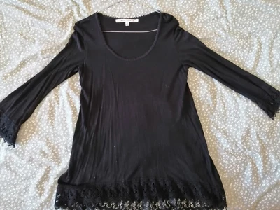 Max Studio Damen Bluse, Tunika, Gr. S, Schwarz, Rayon - Bild 1 von 4