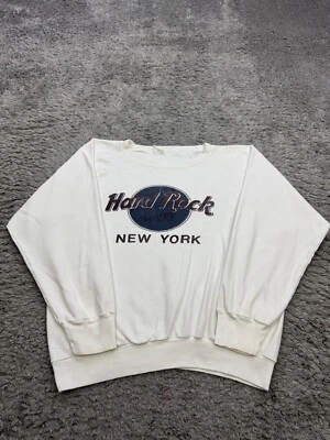 Sudadera De Colección Hard Rock Café Mujer XL Blanca Nueva York Corta Cuello Redondo Hecha en EE. UU. Foto 1 de 4