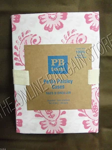 2 Pottery Barn Teen Petite Paisley Organic Pillowcases Case Bright Pink standard - Picture 1 of 3