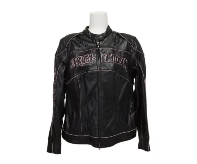 Chaqueta de moto Harley Davidson para mujer 1W (18-20) de cuero negro rosa Foto 1 de 4