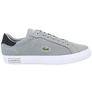 Lacoste Powercourt 2.0 2231 Lace-Up Grey Smooth Leather Mens Trainers 746SMA0269 - Picture 1 of 15