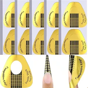 100 Gold Nail Forms For Builder Gel Extensions Art UV Acrylic Tip Guide(SRBook)* - Picture 1 of 6