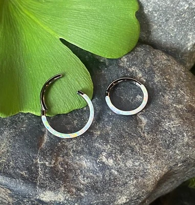 1 peça opala borda frontal segmento articulado anel septo clicador aço Daith argola joia - Imagem 1 de 4