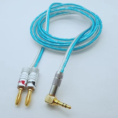 3.5mm 1/8" TRS RA Male to 4mm Bananas Plug Audio Speaker amplifier cable 1~16FT - Image 1 of 2