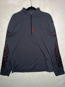 Spyder Camicia Uomo Grande Grigio 1/4 Zip Pullover Maniche Ragnatela Atletica - Foto 1 di 17