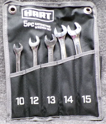 Hart 5 Piece Ratcheting Wrench Set MM 10mm,12mm,13mm,14mm,15mm HHPWRW112 - Image 1 of 4