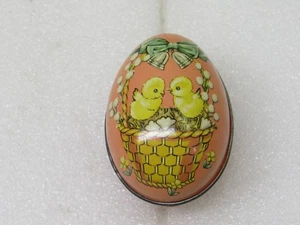 1960's Murray Allen Tin Lithograph Metal Easter Egg Candy Container Vintage - Picture 1 of 3