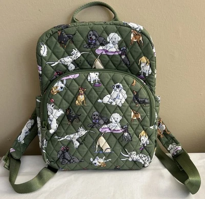 NEW! Vera Bradley Essential Small Backpack~ DOG PARK~ Green w/ Multi Color~Cute! - Image 1 of 4
