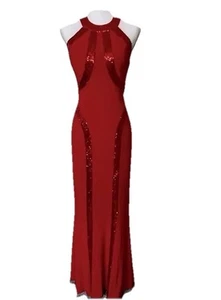 Faviana Gown Size 6 Prom Wedding Formal Red Original LONG FLATTERING AMAZING - Picture 1 of 11