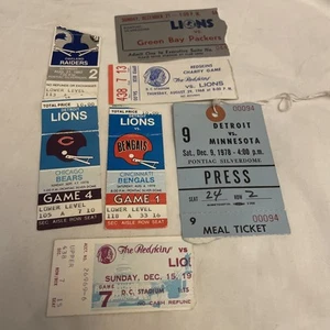 Lot of 7 Detroit Lions Ticket Stubs Press Pass, Exec Suite 1968-1982 WA Redskins - Bild 1 von 14