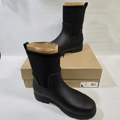 UGG Women's Droplet Rubber Waterproof Mid Rain Boots Wool Blend Black 9 NIB - Image 1 of 4