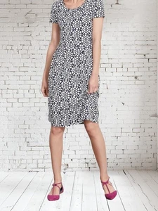 Boden Emmeline Navy Heart Print Jersey Dress Size 10 Stretch - Picture 1 of 13
