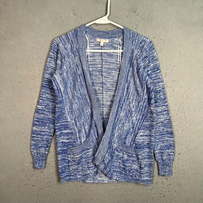 Skies Are Blue Womens Marled Blue Open Front Cardigan Sweater Small - Image 1 of 4