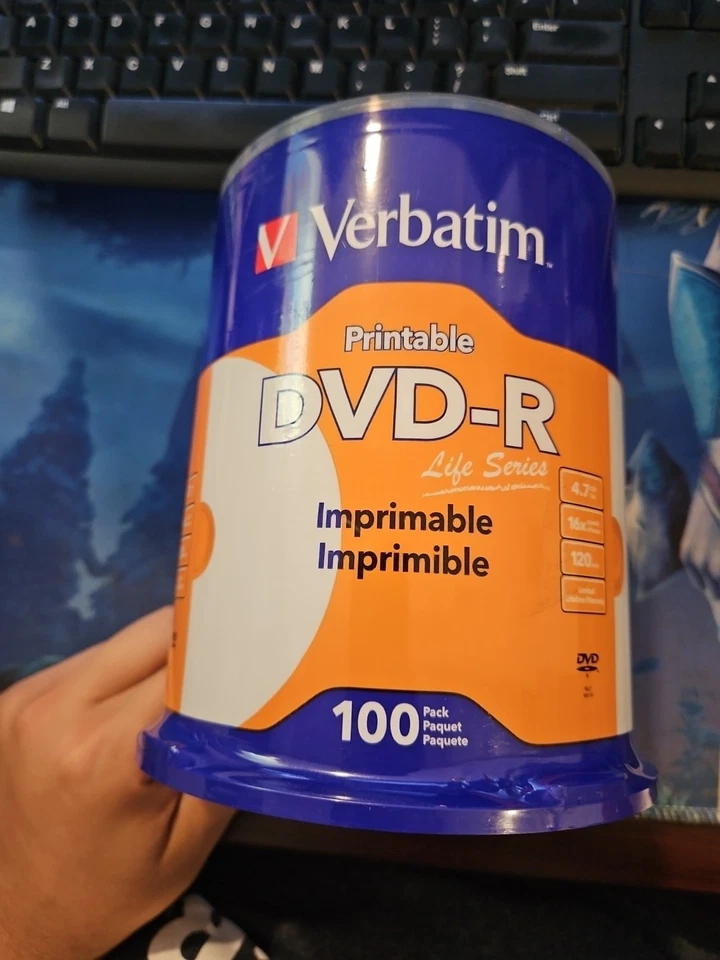 Verbatim Life Series 98491 16x DVD-R White Inkjet Printable Hub Printable 100 - Image 1 of 1