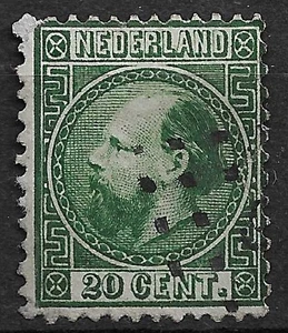 Netherlands 1867-1868 King Willem 3,  NVPH no. 10, 20 cents green - Picture 1 of 2