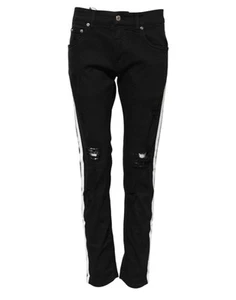 Pantalones de mezclilla ajustados para hombre Dolce & Gabbana negros andrajosos con forro blanco auténticos - Imagen 1 de 4