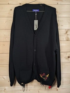 FuckingAwesome FA Distressed Cardigan XL Oversized Black Knit Sweater Skater NEW - Picture 1 of 22