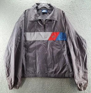 VINTAGE Nike Windbreaker Jacket Mens Large Gray Nylon Blue Tag Lightweight 80s - Picture 1 of 13