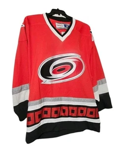 Vintage CCM NHL Carolina Hurricanes Blank Red Jersey Size Large Air Knit Silver  - Picture 1 of 6