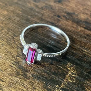 New Fragrant Jewels sterling silver Satin Black Dahlia Fuchsia Baguette Cut 8 - Picture 1 of 3