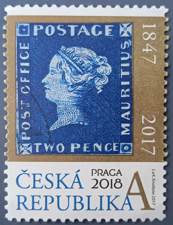 Mauricio azul en un sello checo - 1847 - 2017 exposición "Praga 2018" (MNH) Foto 1 de 1