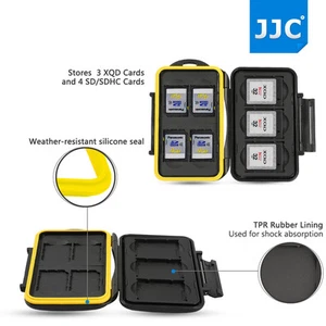 JJC Water-resistant Memory Card Case Holder Storage for 3 XQD + 4 SD SDHC Cards - Picture 1 of 10